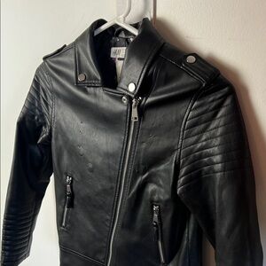 H&M Kids Black Faux Leather Moto Rocker Jacket